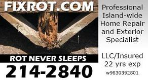 Original FixRot.com Rot Never Sleeps retro card, professional island-wide home repair and exterior specialist
